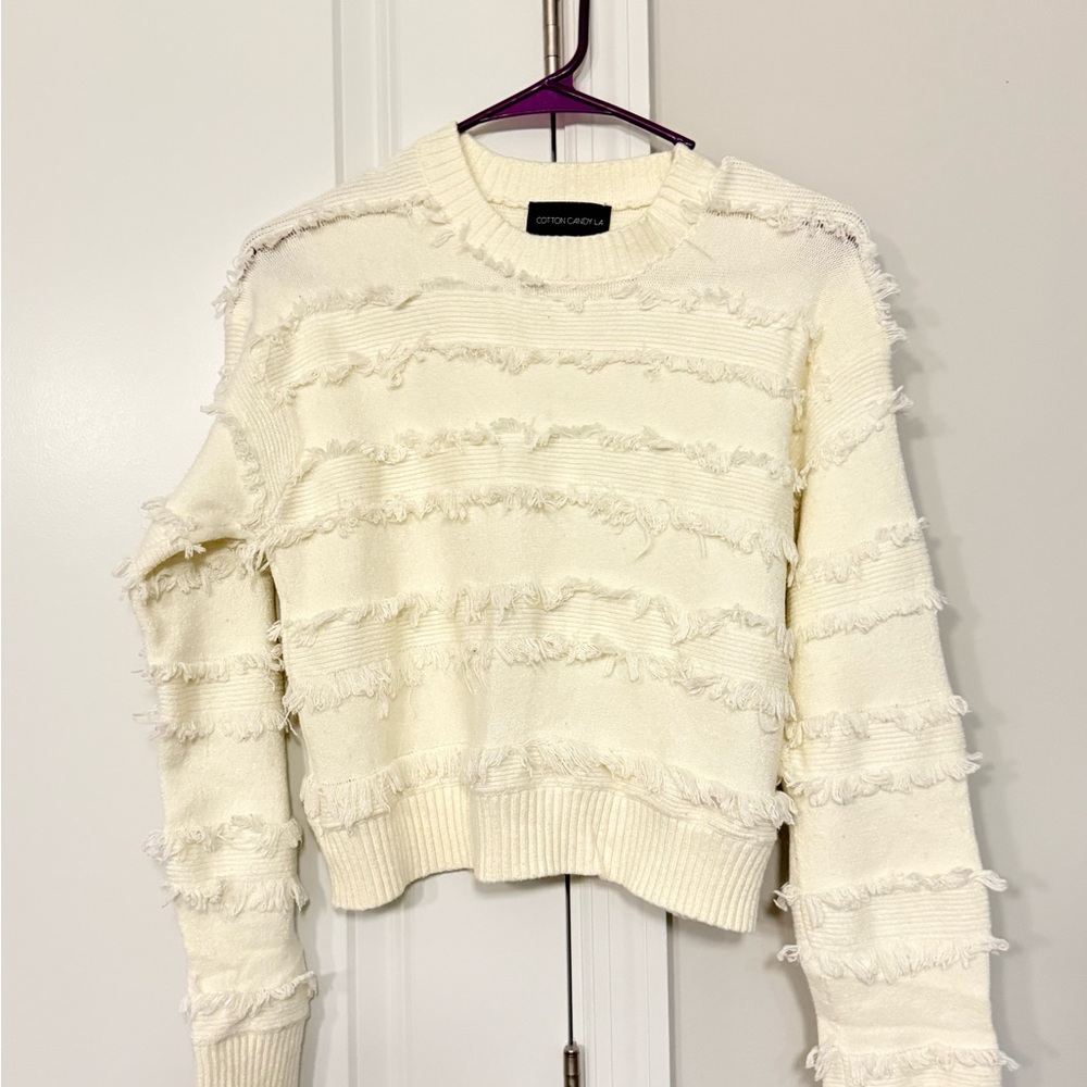 Cotton Candy Ivory Textured Sweater